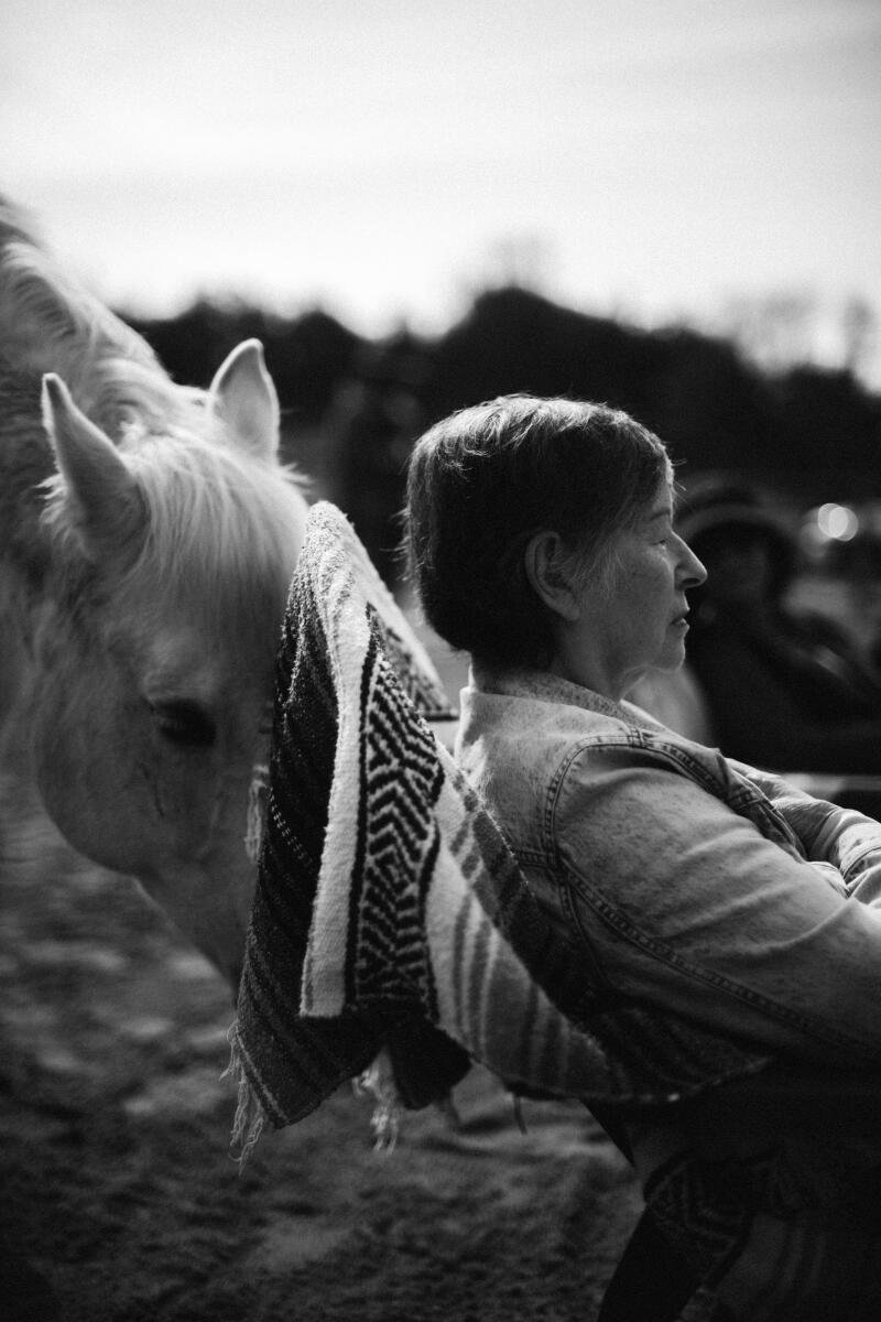 LOS ANGELES -- MARCH 16, 2025: The Natural Equine Interactive Growth and Healing class in Agoura Hills on Sunday, March 16, 2025. (Jennifer McCord / For The Times)
