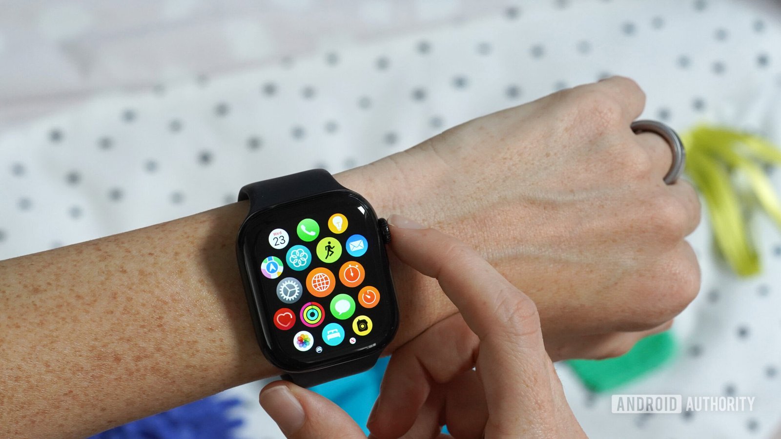 Apple Watch Series 10 Apps An Apple Watch Series 10 displays the app library.