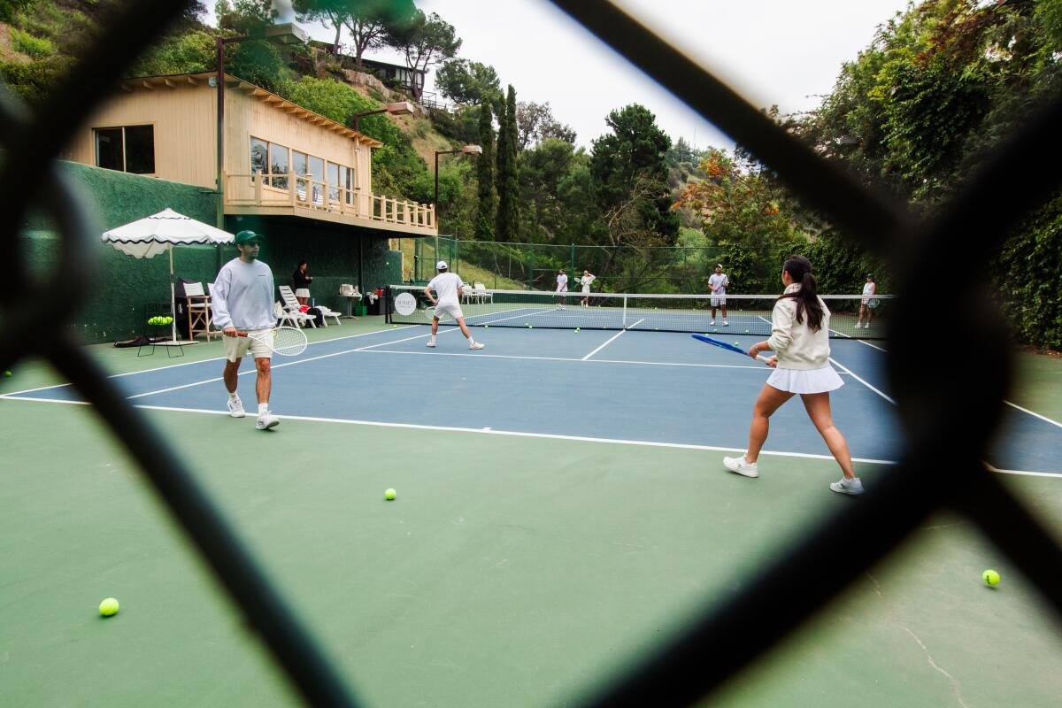 Anna and Kacper Owsian host a Tennis Clinic in Beverly Hills.