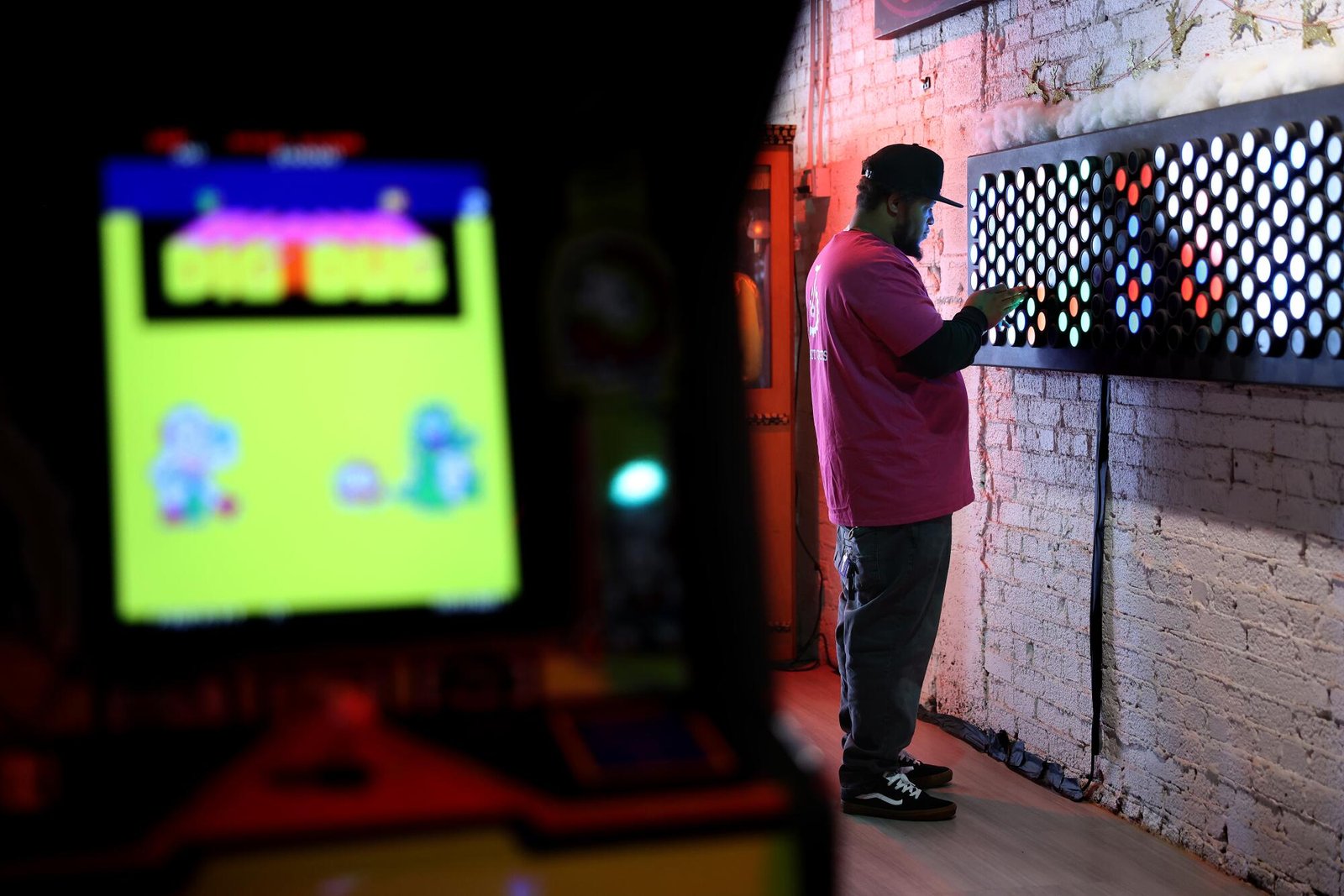 Game tech Quantrel Farris works at Two Bit Circus at Third Street Promenade.