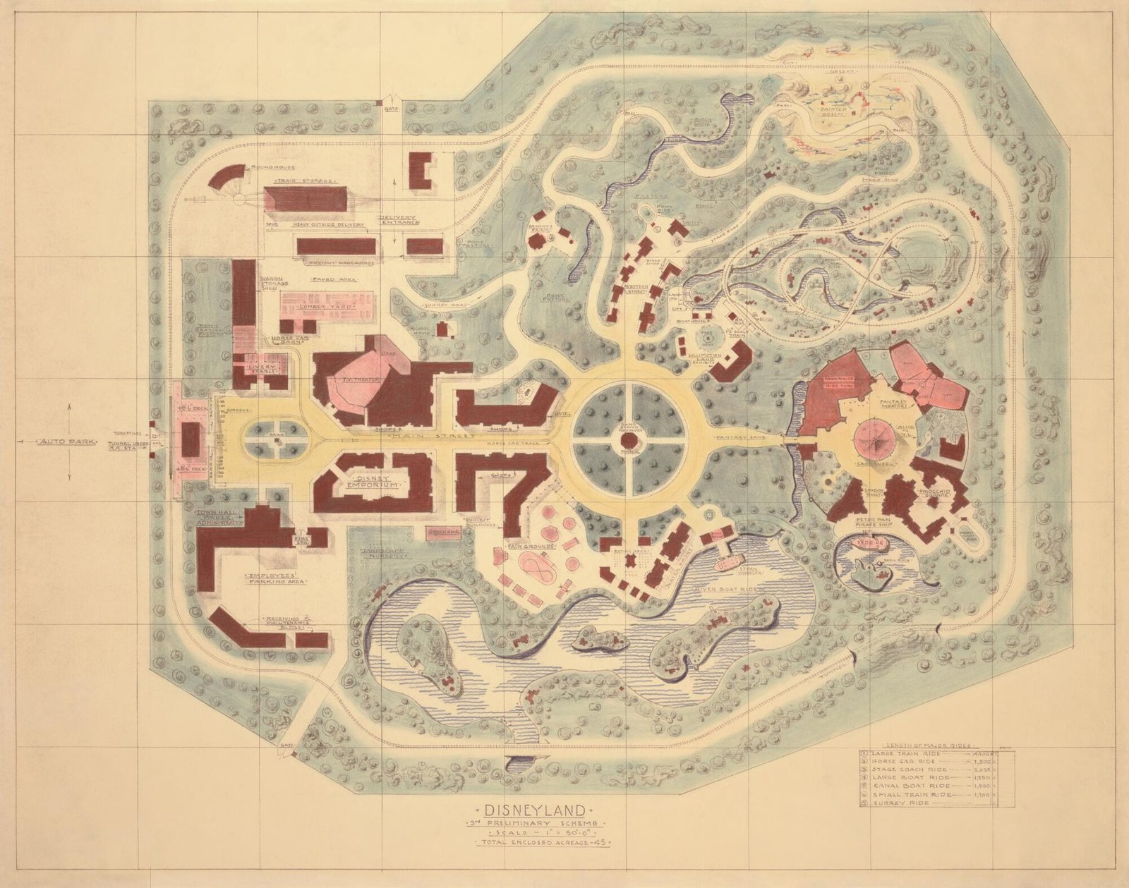 A pivotal early Disneyland map drawn by Marvin Davis.