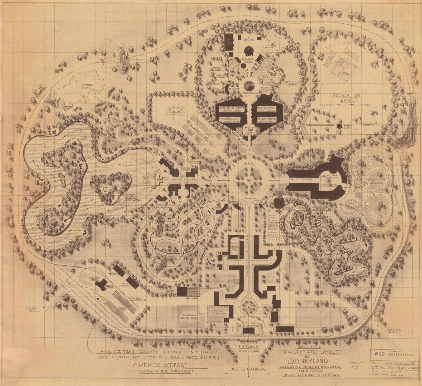 A fall 1953 map of Disneyland from Marvin Davis.