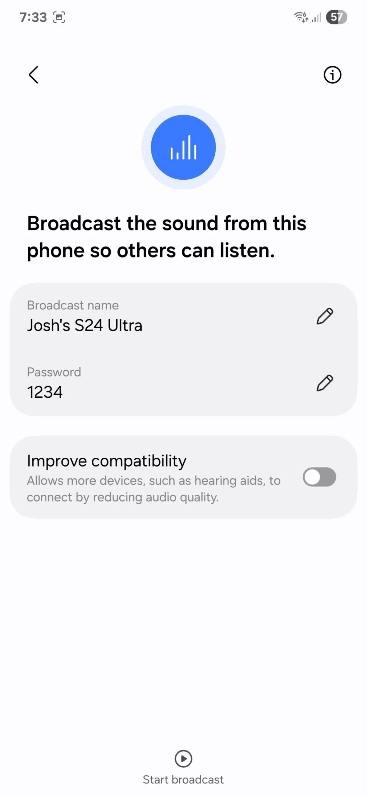 One UI 7 Auracast settings