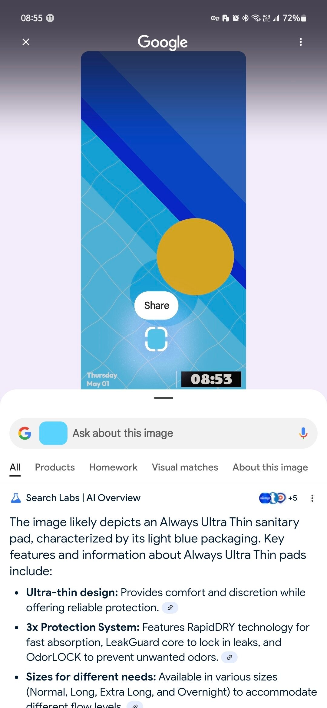 circle to search wallpaper color test error 1