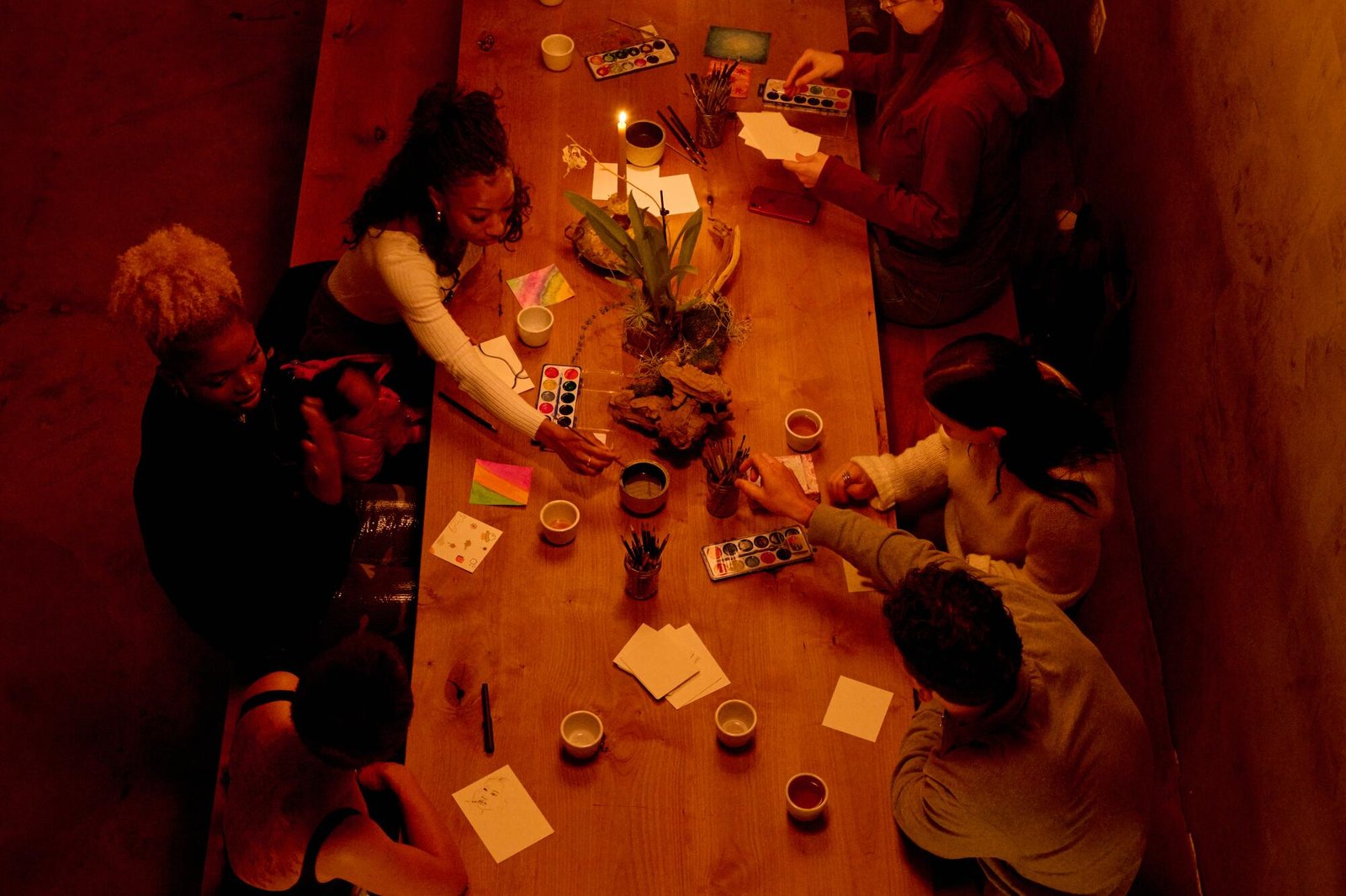 Faith Bakar, Alexsys Hornsby and Rachel Angelica painting at Tea at Shiloh.