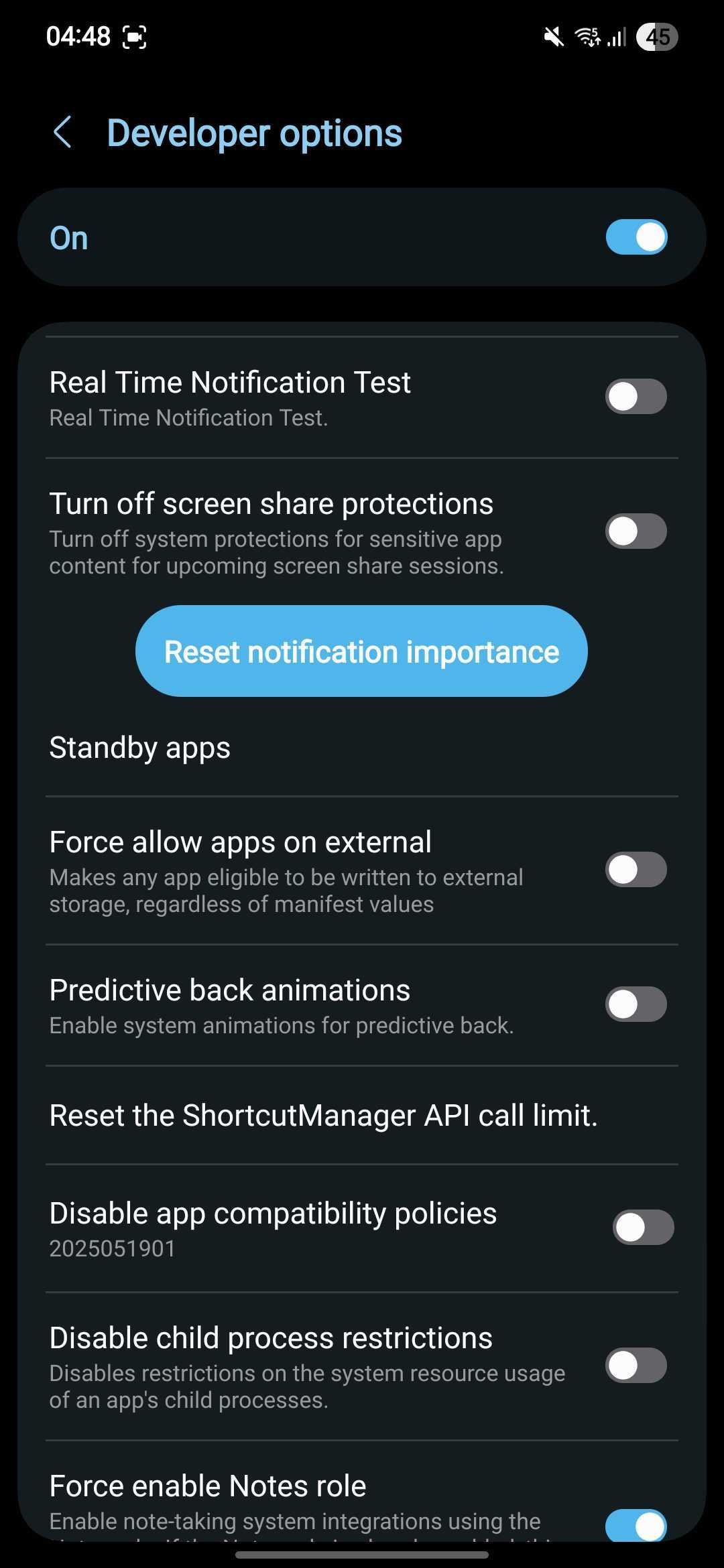 Predictive back developer options Predictive back developer options
