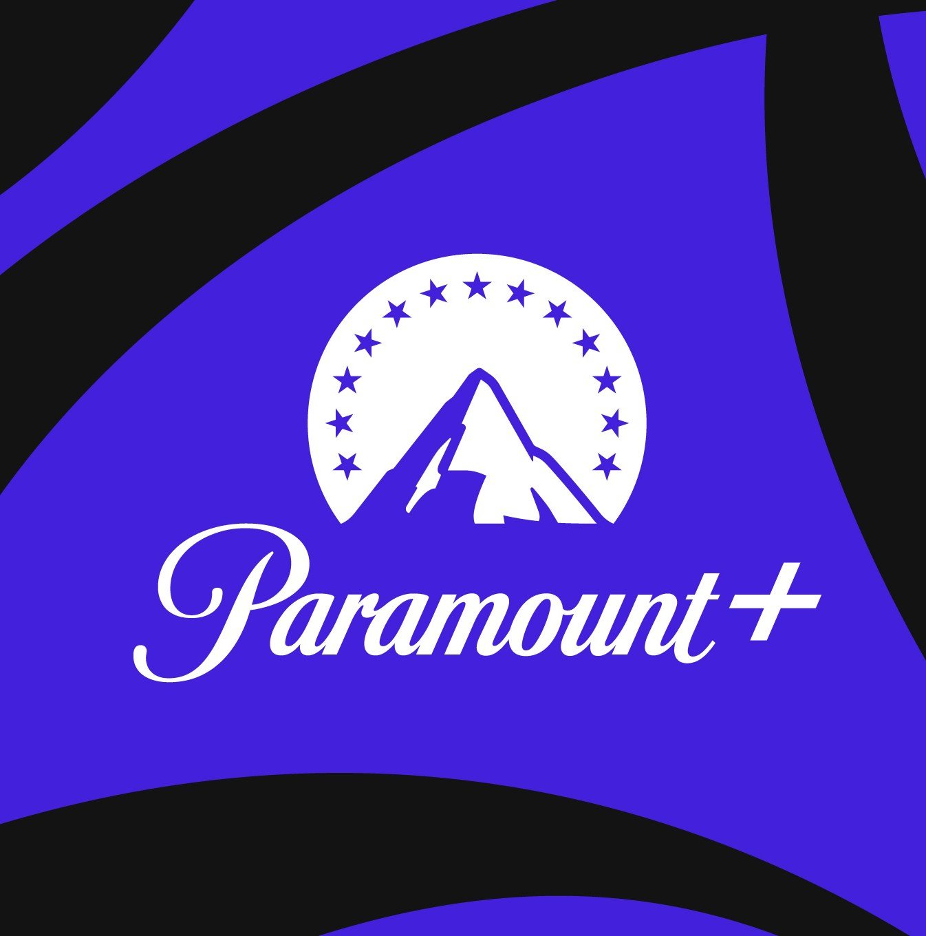 Paramount Plus logo on a blue and black background
