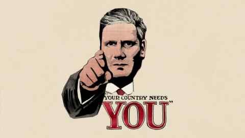 Ellie Foreman-Peck illustration of Starmer as Lord Kitchener in the classic war poster.