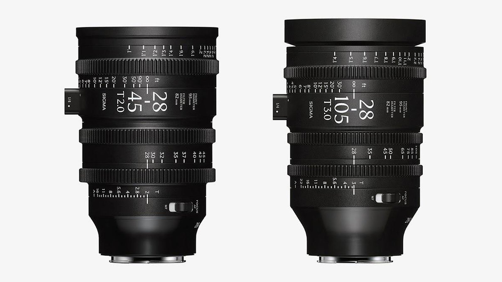 Sigma AF Cine lens pair on white background