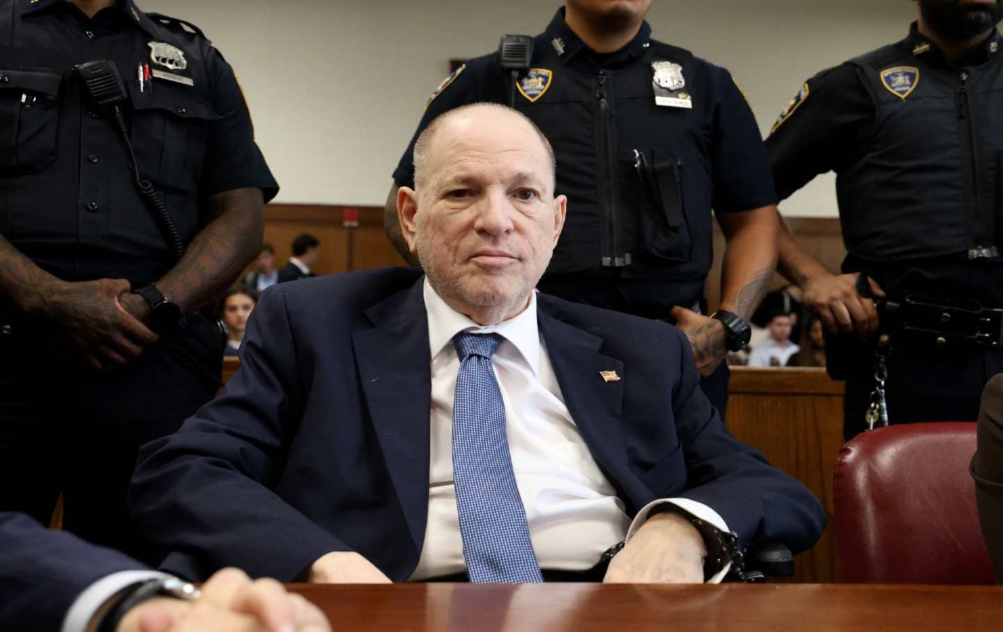 Harvey Weinstein at a preliminary hearing last year for his retrial on rape charges in New York