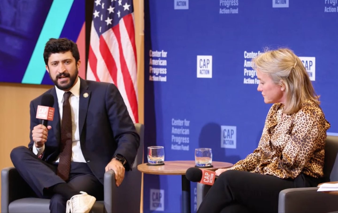 Representatives Greg Casar and Nikki Budzinski at the Center for American Progress on June 4, 2025.