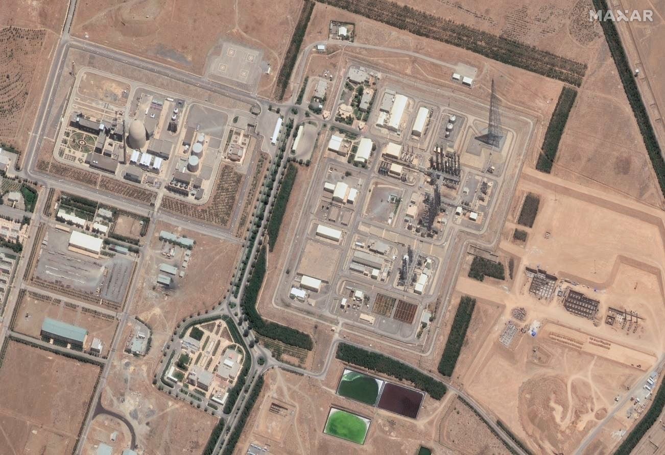 A handout satellite image made available by Maxar Technologies shows the Arak nuclear facility