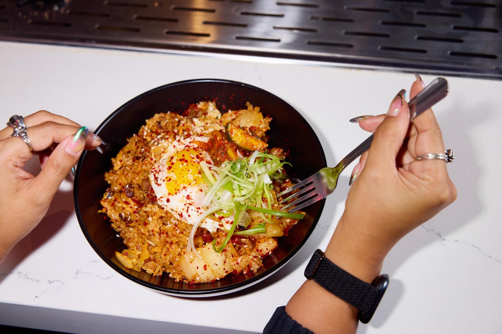 Bowl of kimchi fried rice at Untamed Spirits