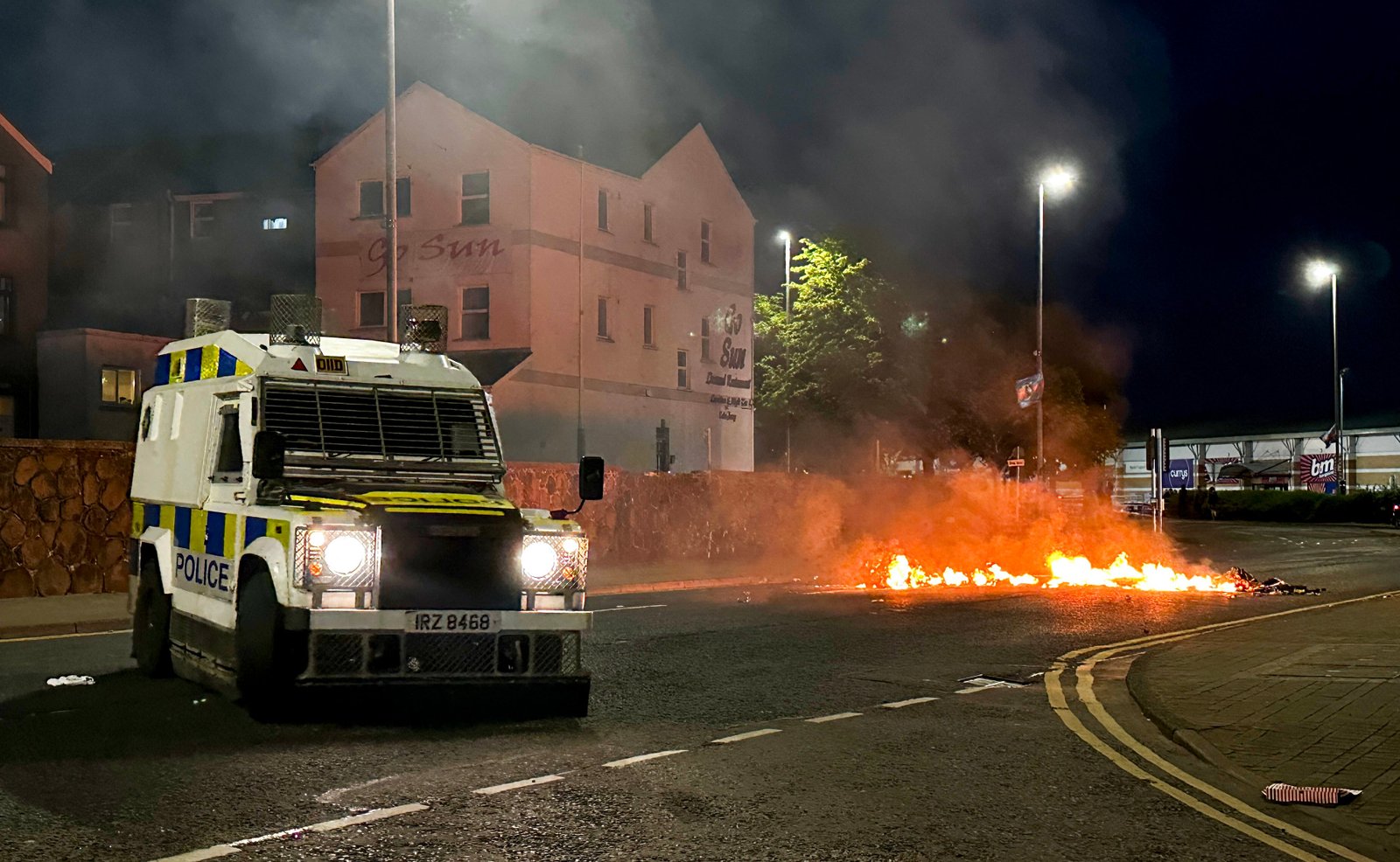Violence has erupted in Ballymena