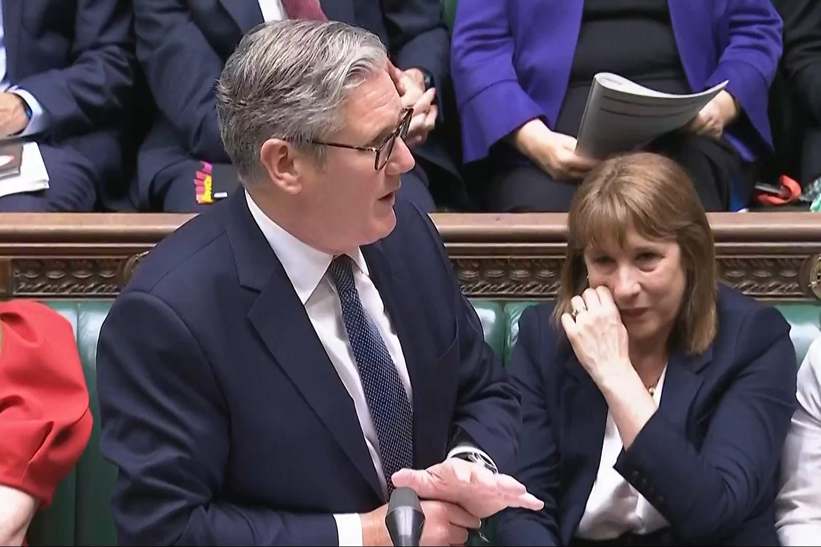 Rachel Reeves and Keir Starmer during PMQs on Wednesday