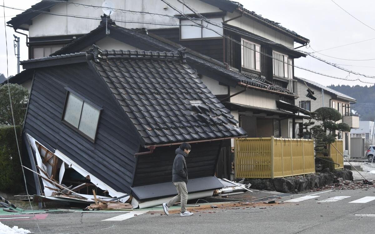 A strong earthquake, an estimated 7.4, struck the Noto region of Ishikawa Prefecture, in Japan on Jan. 1, 2024

