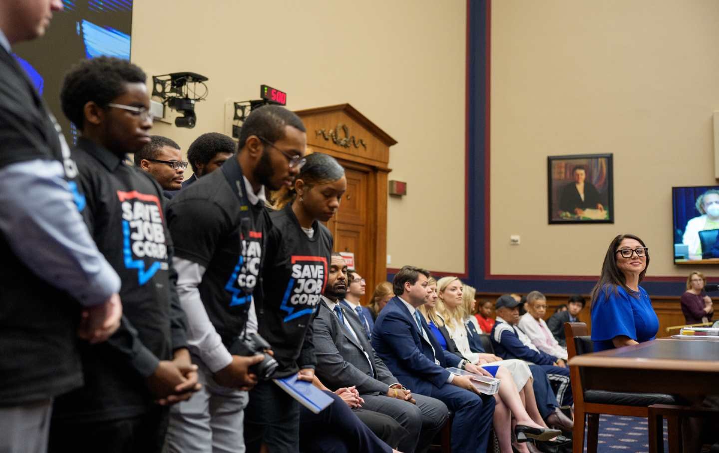 Supporters of the Job Corps at congressional testimony by Labor Secretary Lori Chavez DeRemer about the shuttering of the program.