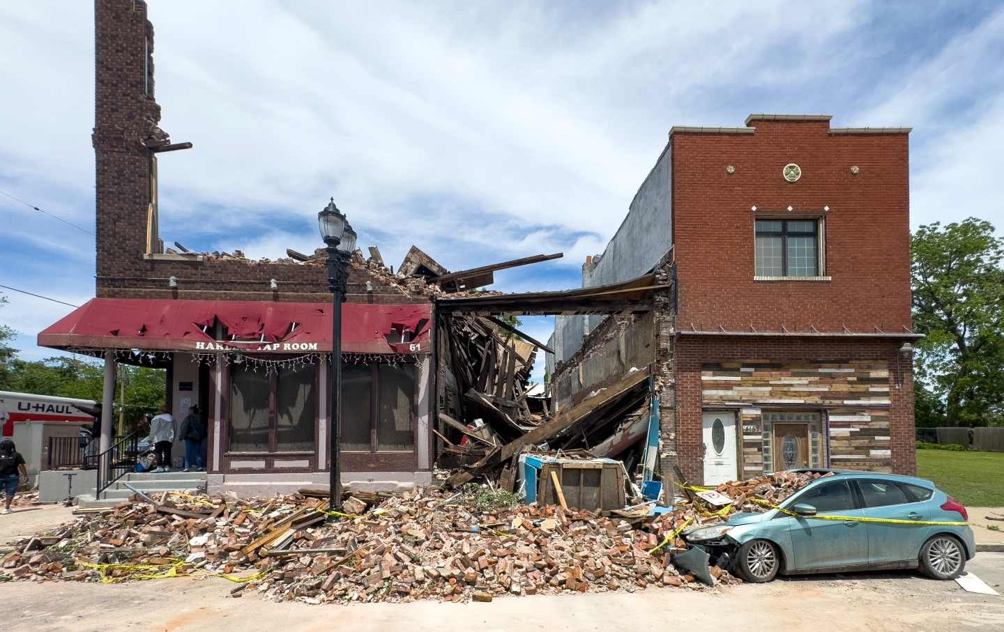 A tornado leveled the Harlem Tap Room, which has been in operation since 1946, on Dr. Martin Luther King Drive in St. Louis.