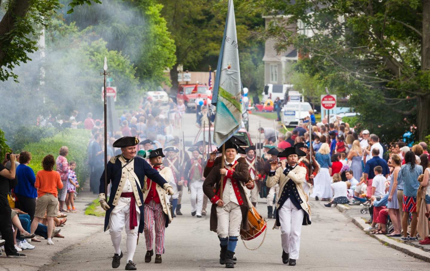 Fourth of July reenactors march through Massachusetts