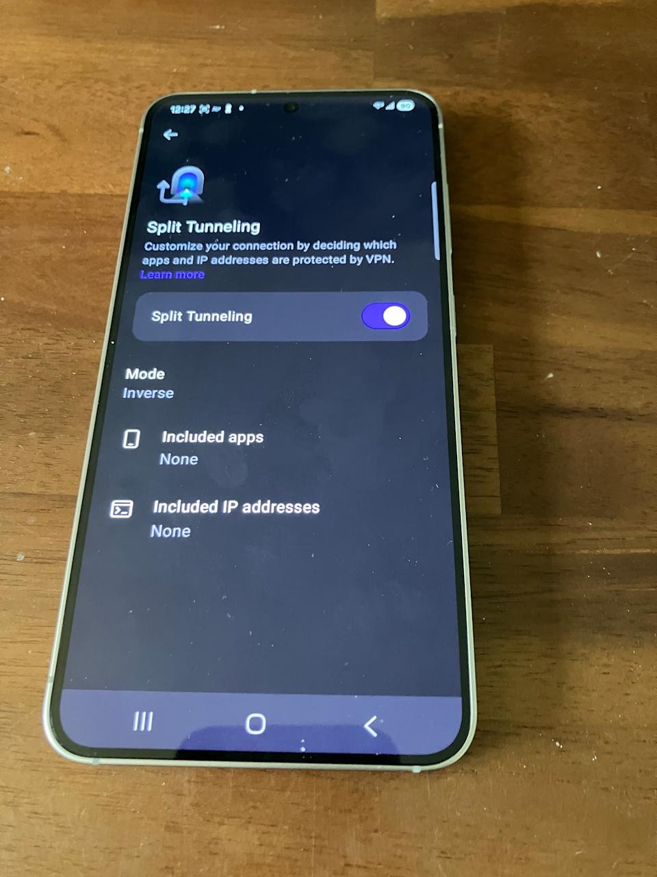 Split tunneling with Proton VPN on Android.