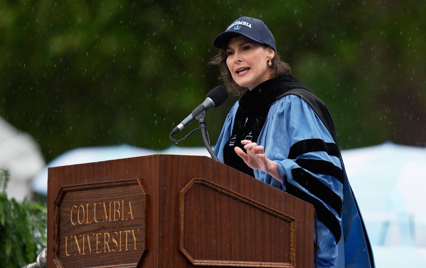 Claire Shipman speaks during the Commencement Ceremony at Columbia University in New York on May 21, 2025.