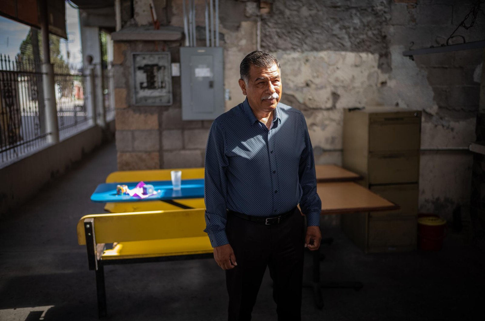 Pastor Francisco Gonzalez Palacios poses for a portrait at Albergue Vida