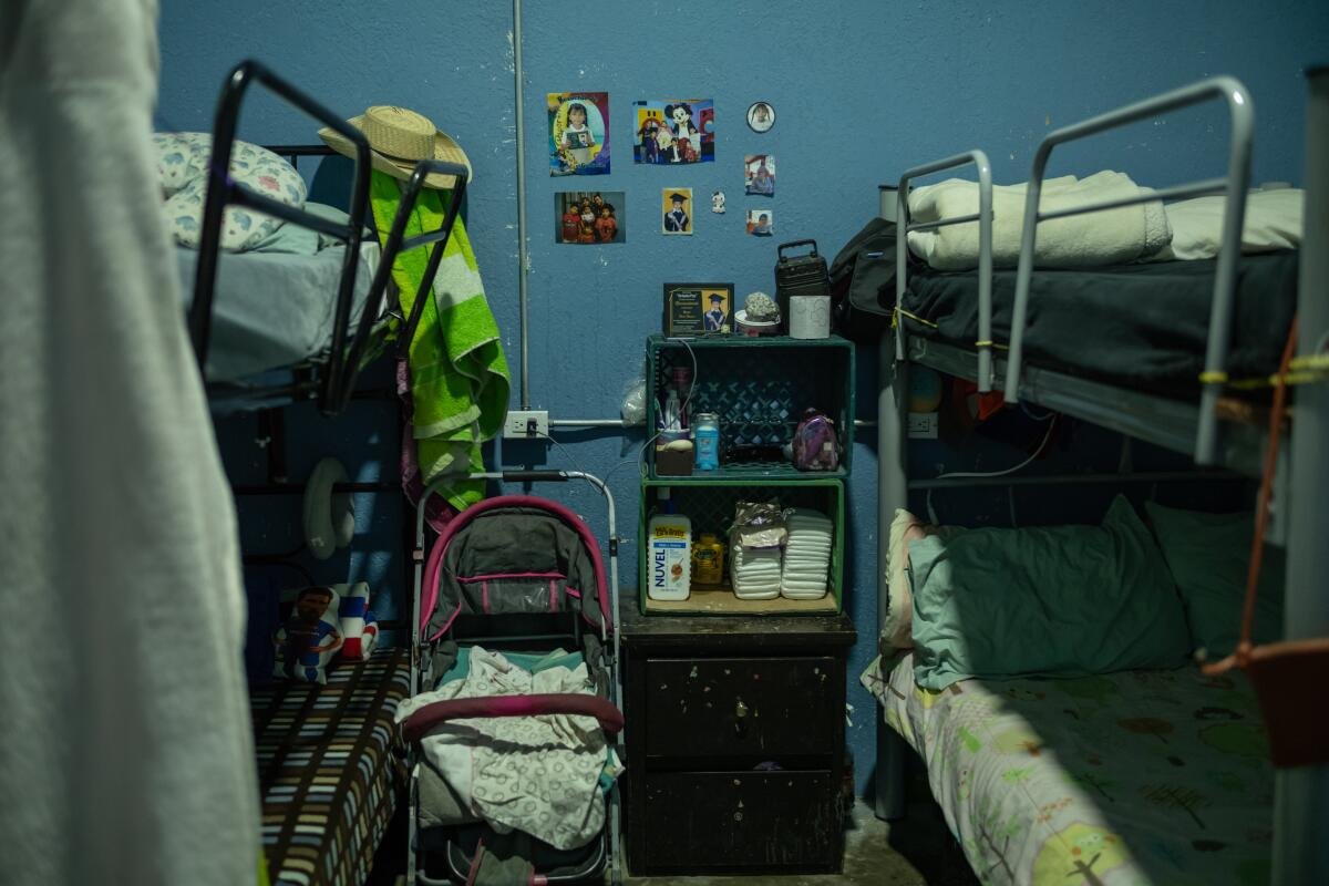 Bunk beds are jammed into a room at the Albergue Vida shelter in Juárez because the shelter once accommodated scores of migrants each month.