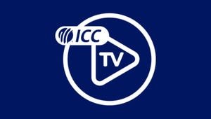 The logo for cricket broadcaster ICC TV on a blue background.