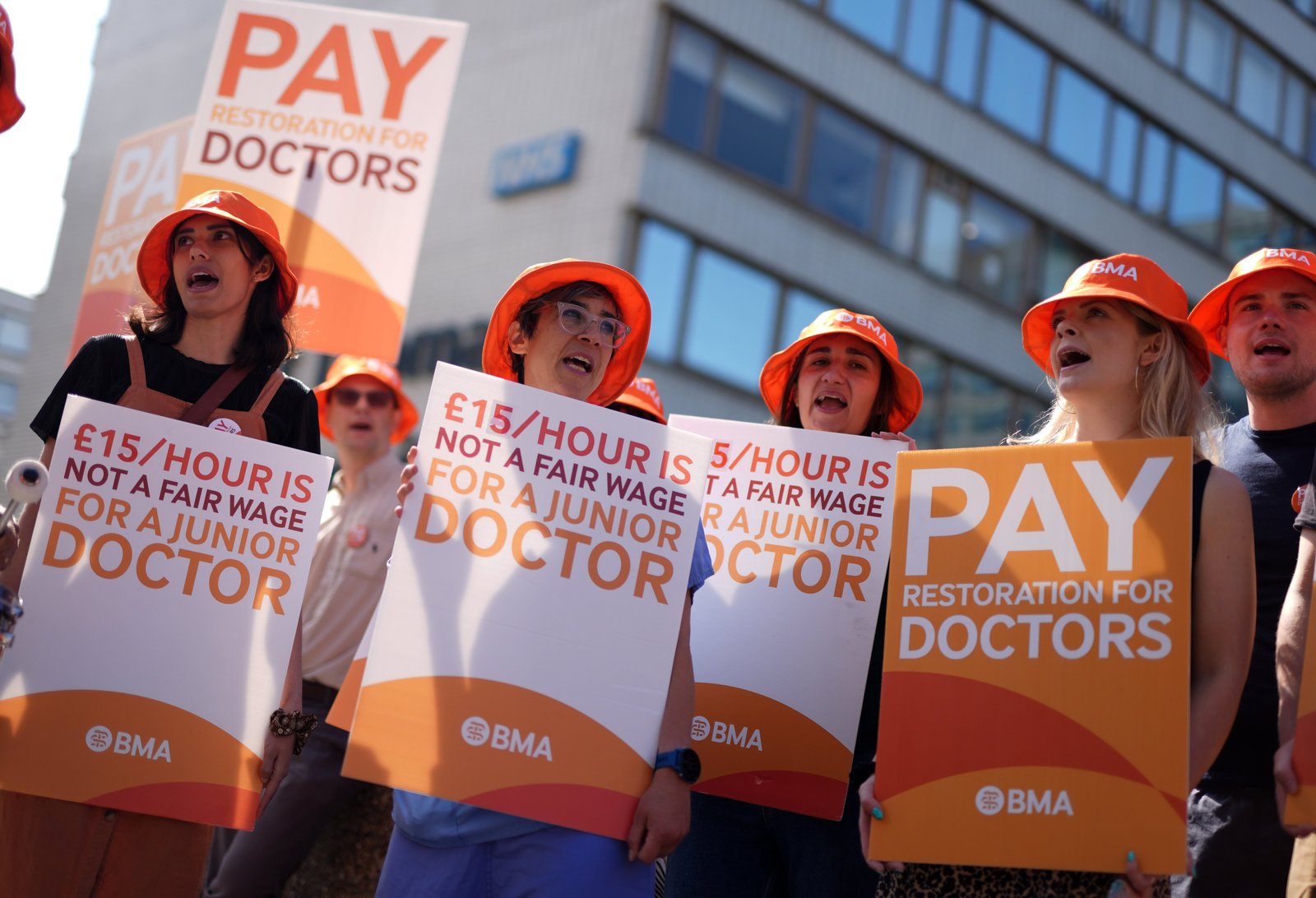 Junior doctors striking last year (Jordan Pettitt/PA)