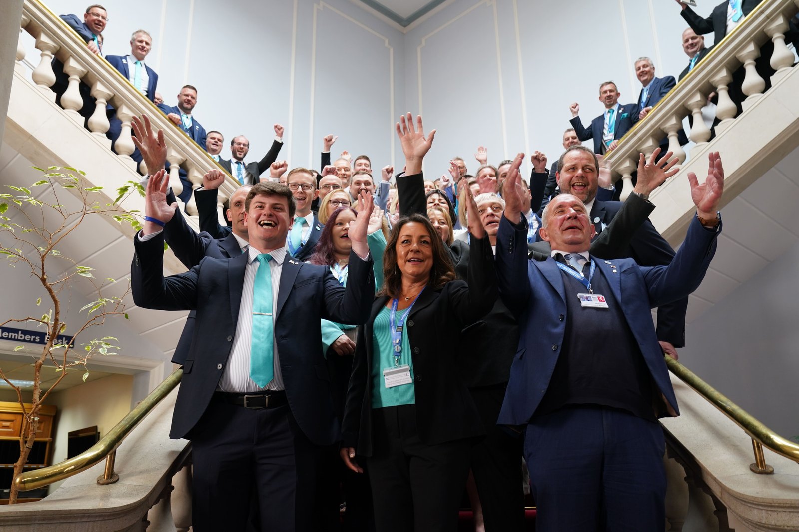 Linden Kemkaran (front centre), leader of the Reform UK Kent County Council group, with the Reform UK councillors
