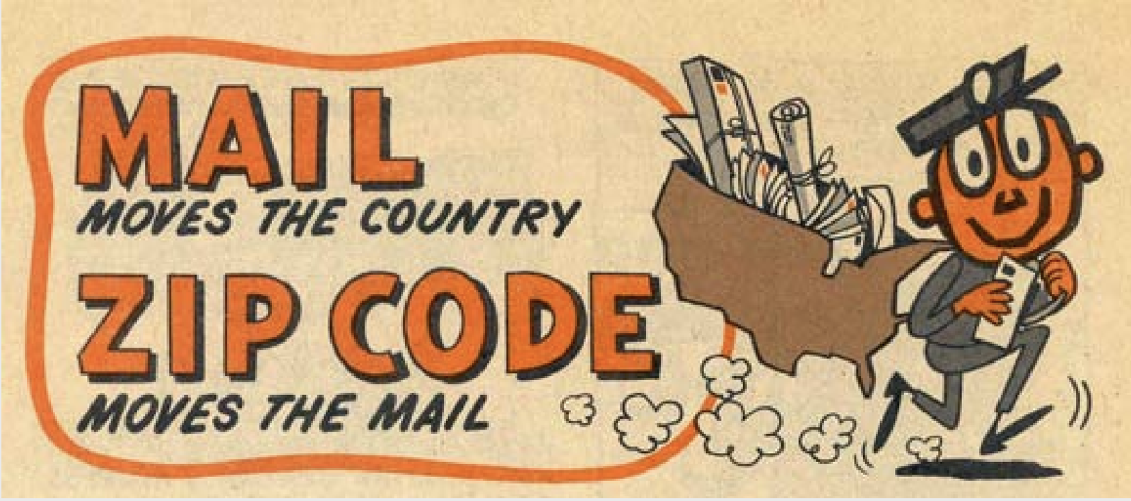 The “Mr. Zip” character helped the USPS promote the ZIP code (1968).