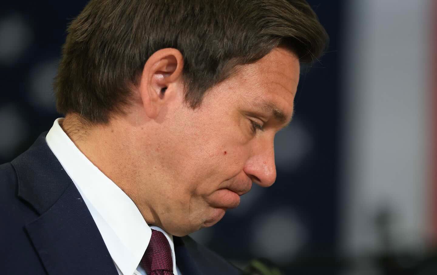 Florida Governor Ron DeSantis speaks during a press conference on May 1, 2025, in Miramar, Florida.