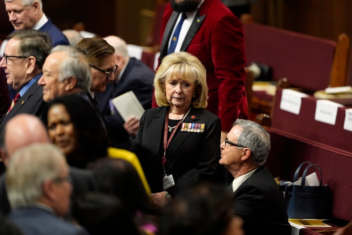Senator Pamela Wallin is shown ahead of King Charles delivering the speech from the throne in the Senate in Ottawa on Tuesday, May 27, 2025.
