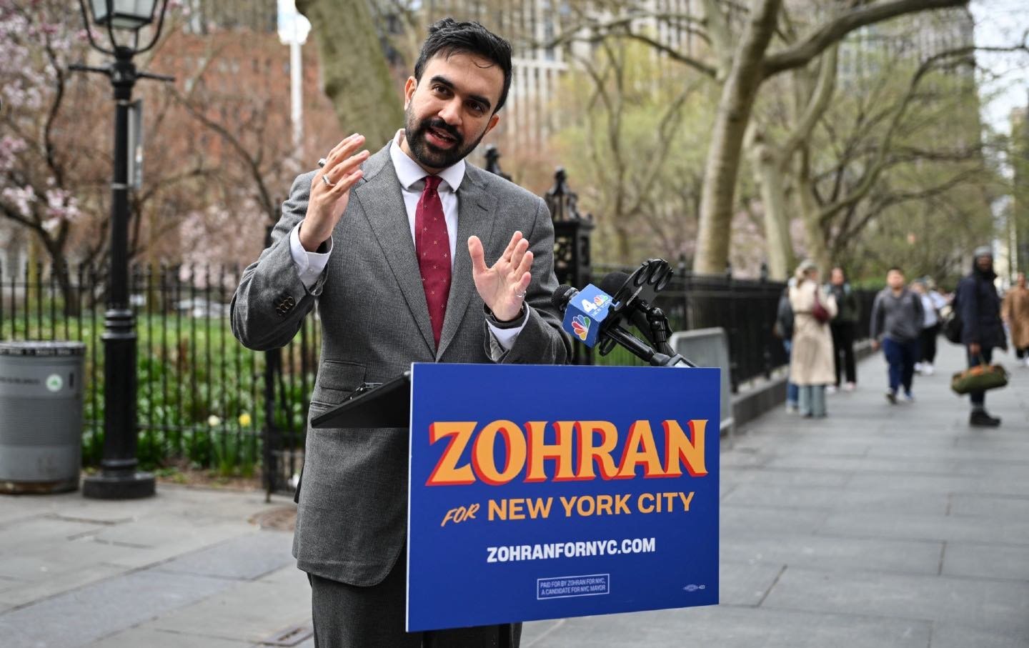 New York City mayoral candidate Zohran Mamdani campaigns in New York City on April 16, 2025.
