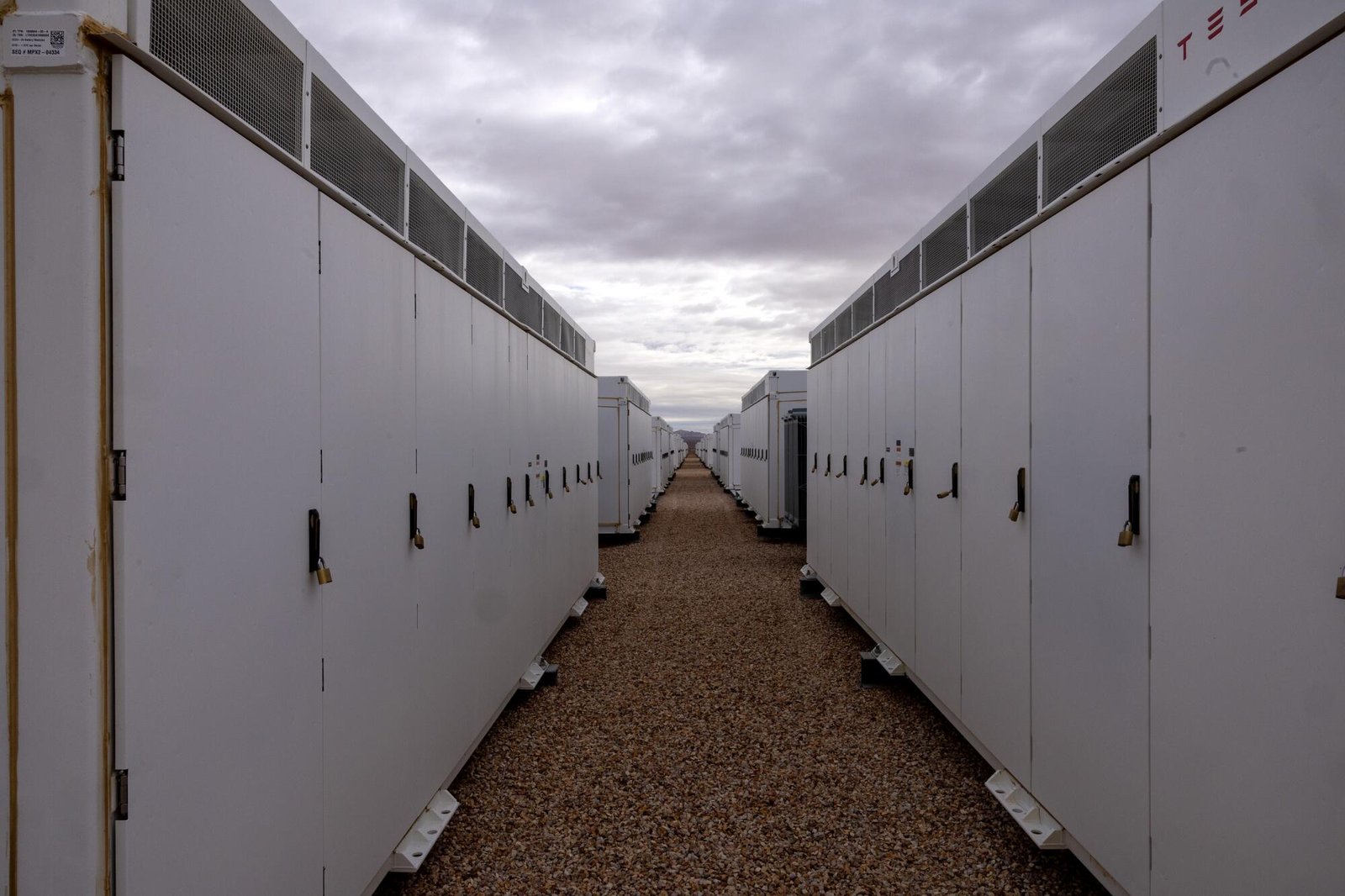 Battery energy storage units at the Los Angeles Department of Water and Power's Eland Solar and Storage Center