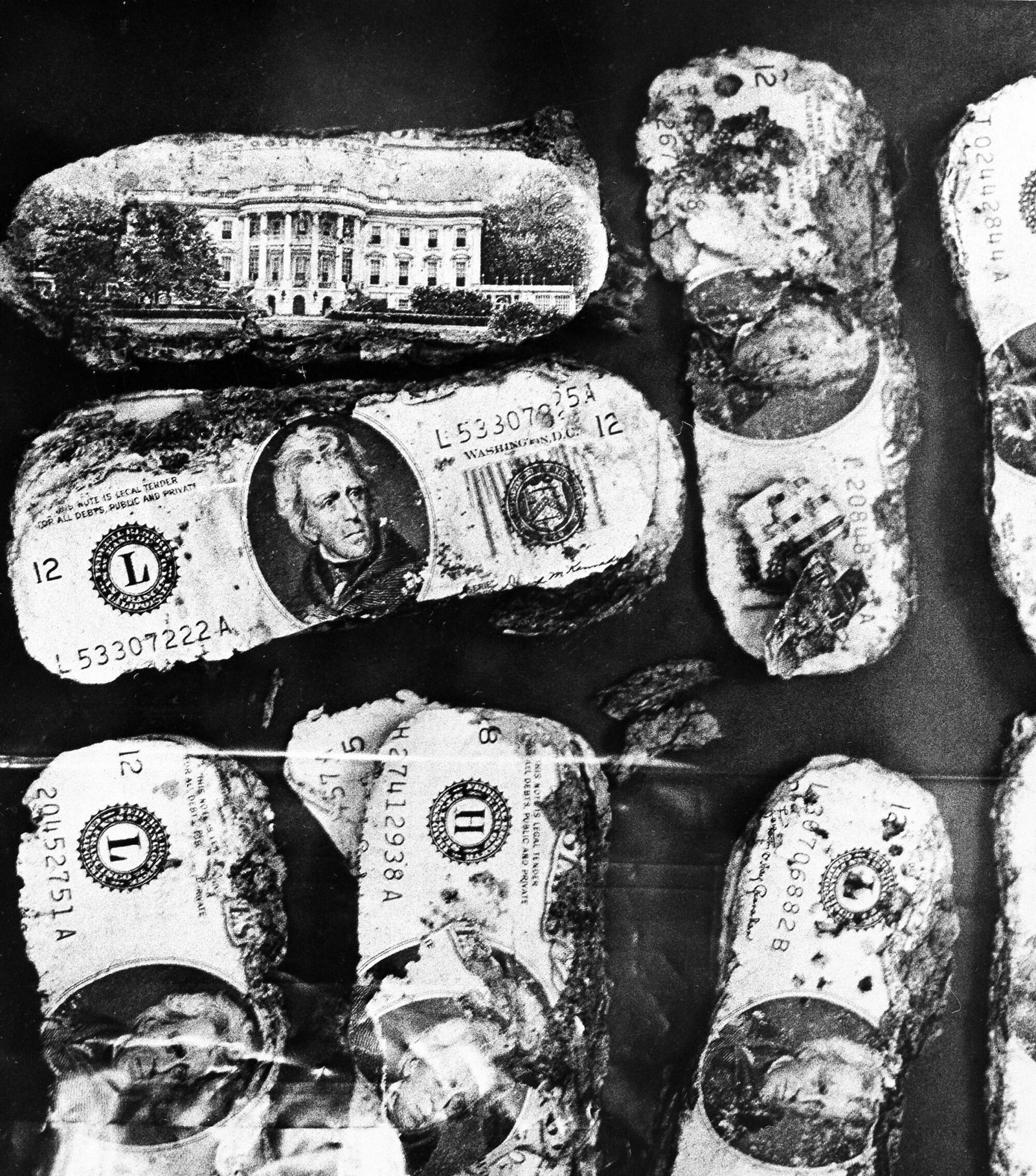 Part of the money that was paid to legendary hijacker D.B. Cooper in 1971 is shown during an F.B.I. news conference.