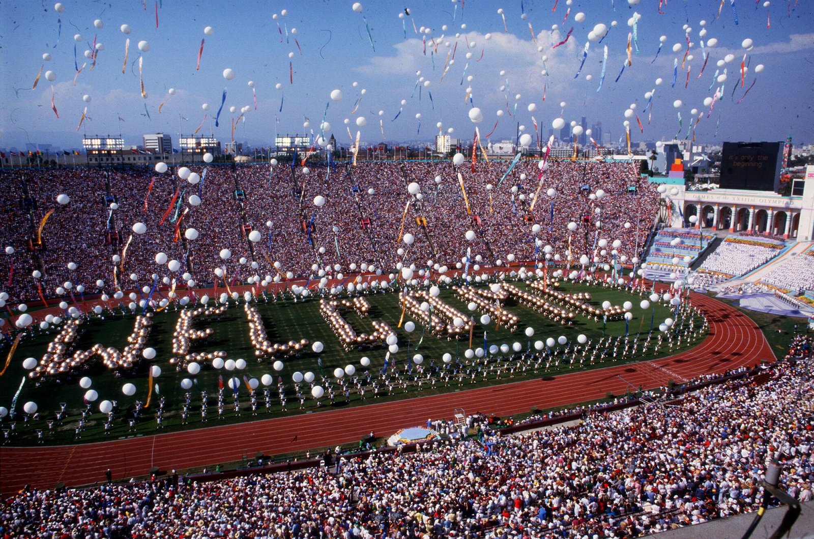 The Coliseum during the opening ceremonies for the 1984 Olympic Games in Los Angeles.