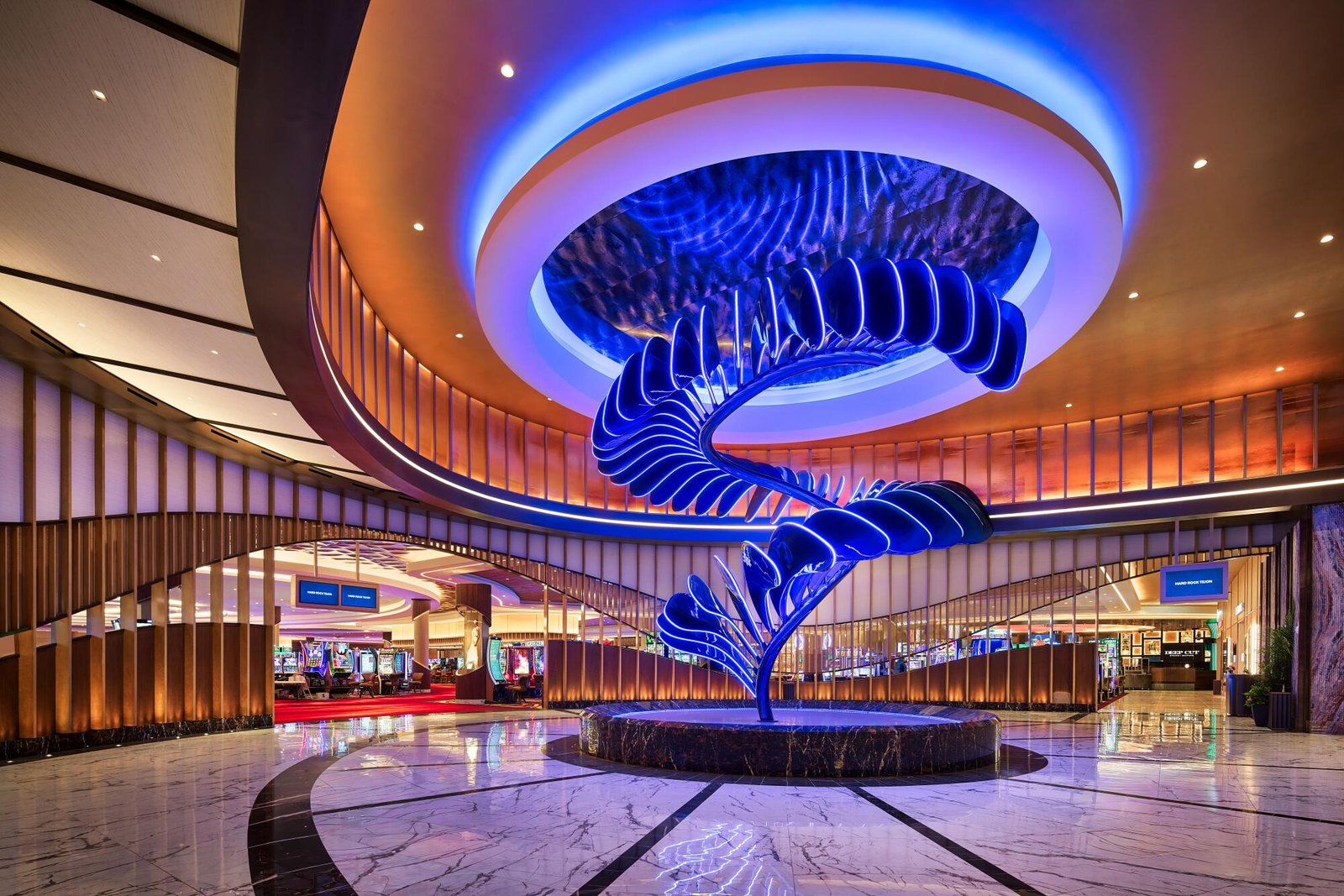 A wind sculpture at the entrance of the casino.