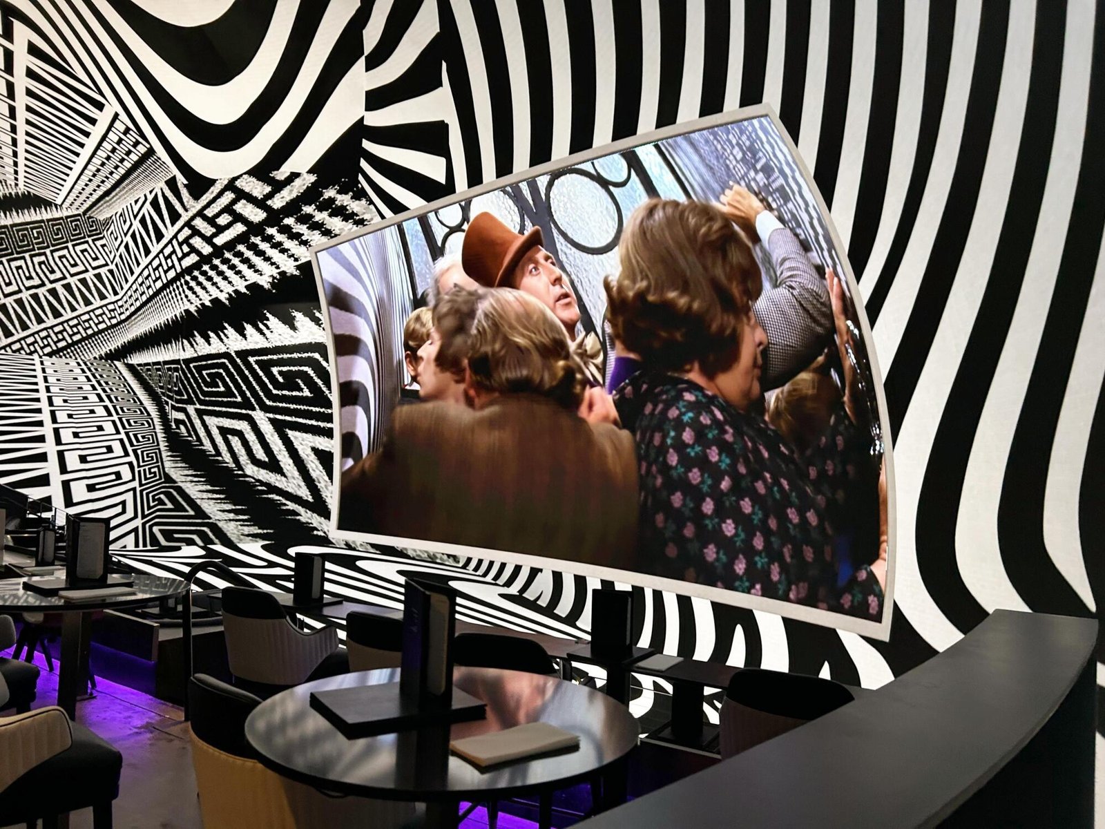 A cramped scene from Willy Wonka 