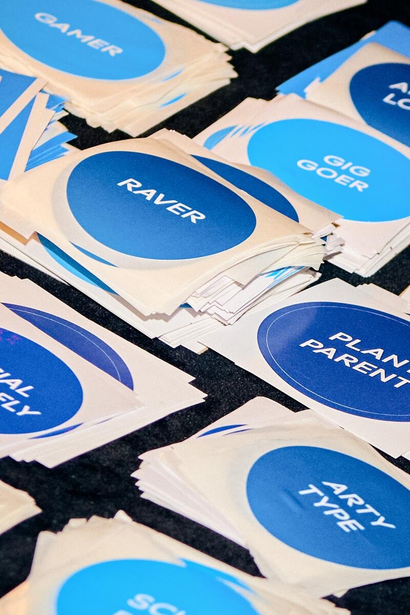 Upon arrival, attendees can pick out personality stickers that matches their vibe.